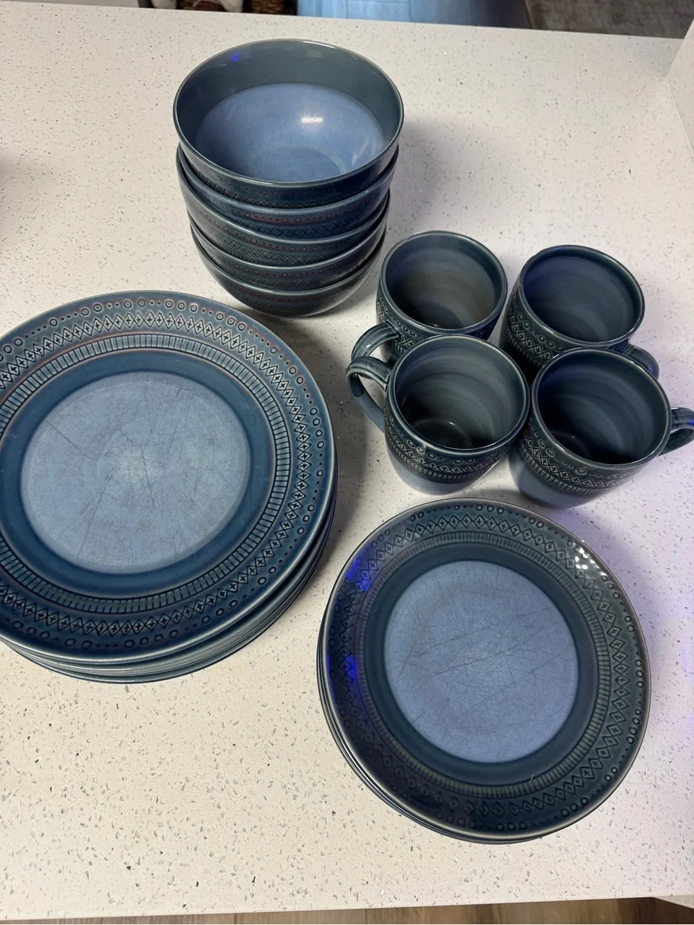 Threshold Kingfield Blue Stoneware 20pc Dinnerware Set